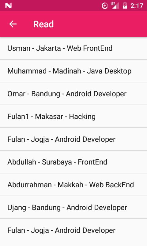 Android SQLite CRUD