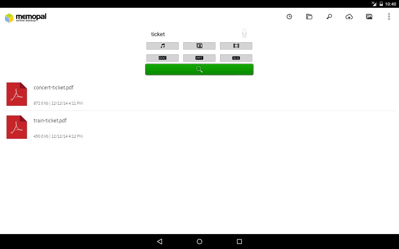 Memopal Online Backup - Tablet