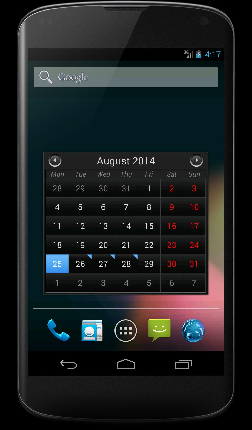 Simple Calendar Widget Black