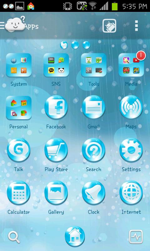 Raindrops go launcher theme