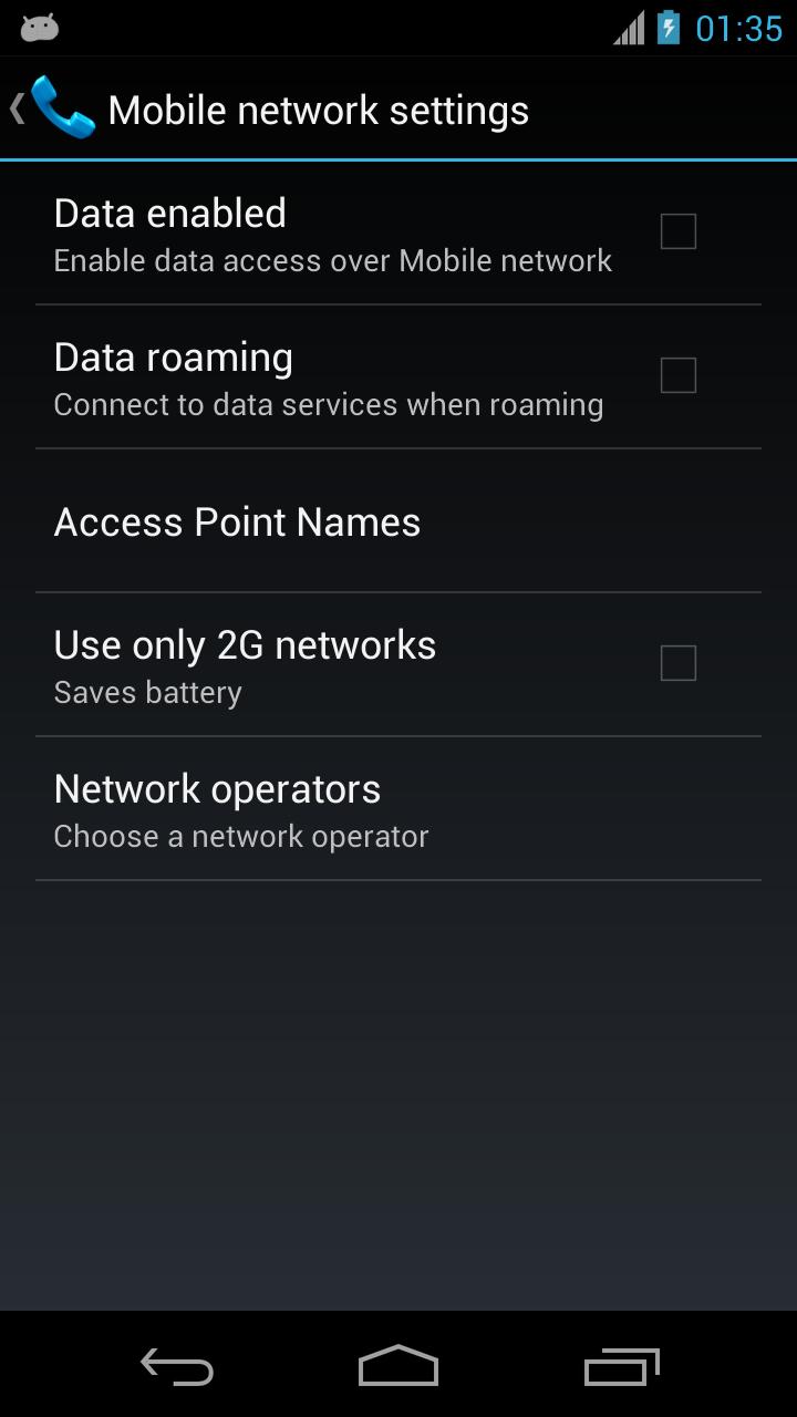 Mobile Network Settings