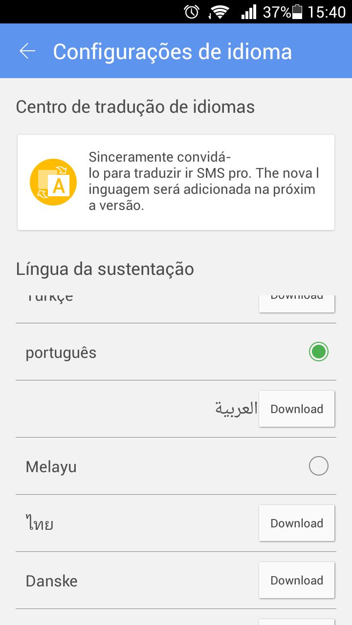 GO SMS Pro Portuguese language