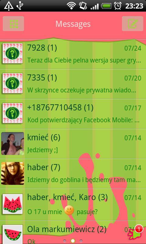 GO SMS Pro Watermelon Theme