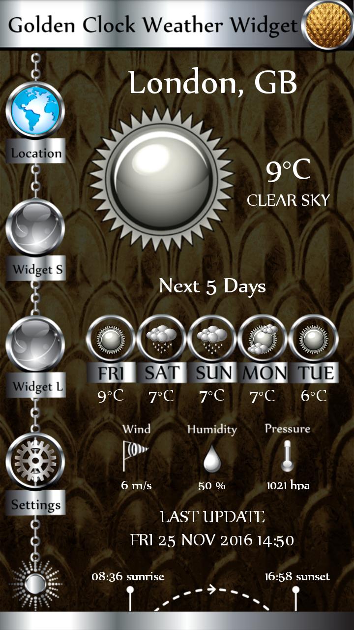 Golden Clock Weather Widget