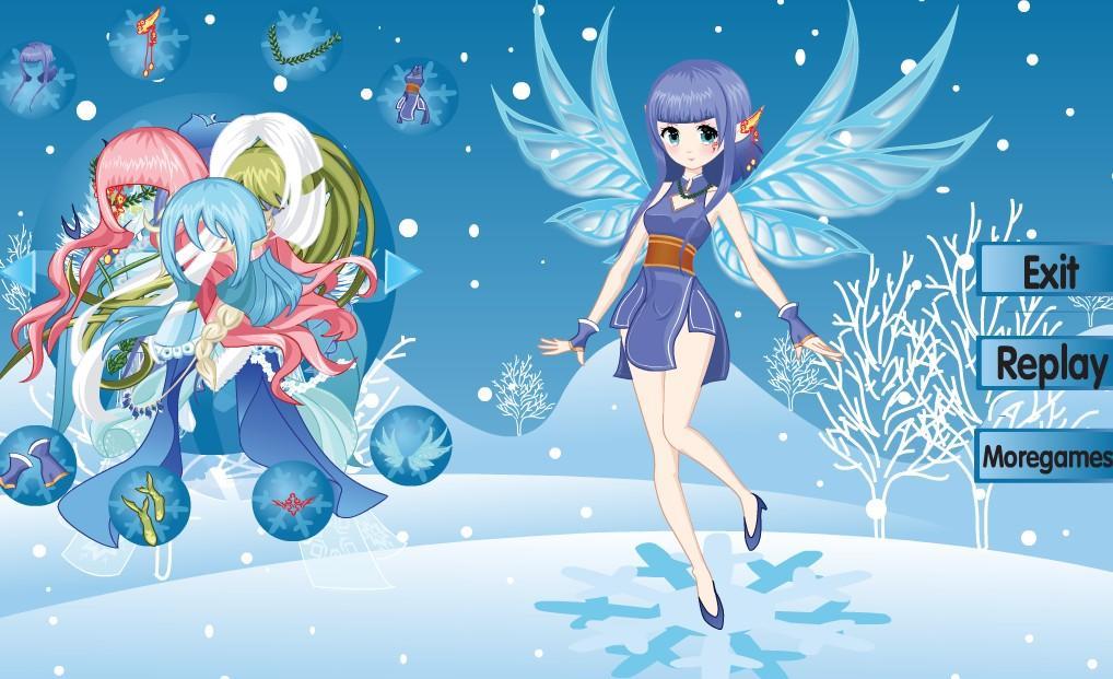 Beautiful winter snow fairy